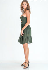 Shirred Back Strappy Dress